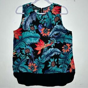 Simply Styled‎ Vibrant Floral Sleeveless Blouse - Black and Multicolor